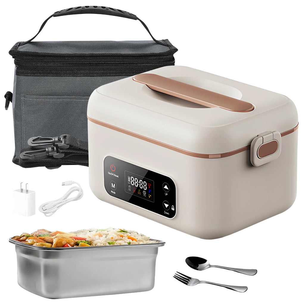 Portable Electric Lunch Box – 1L Self-Heating with 16000mAh Power Bank, Wireless, for Work, Travel & Car