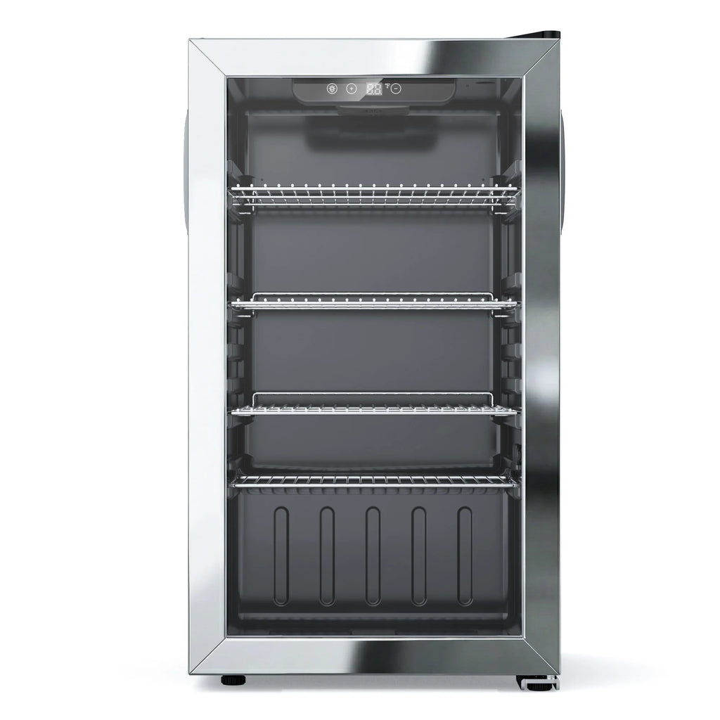 130-Can Beverage Refrigerator & Cooler — Mini Fridge with Glass Door, Adjustable Removable Shelves for Office & Bar