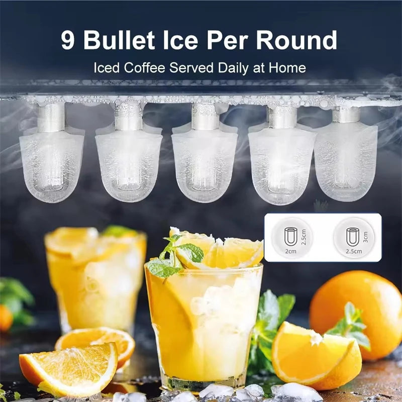 Automatic Mini Electric Ice Cube Maker – 9 Cubes in 6 Min, Portable for Bar, Home, Kitchen & Office