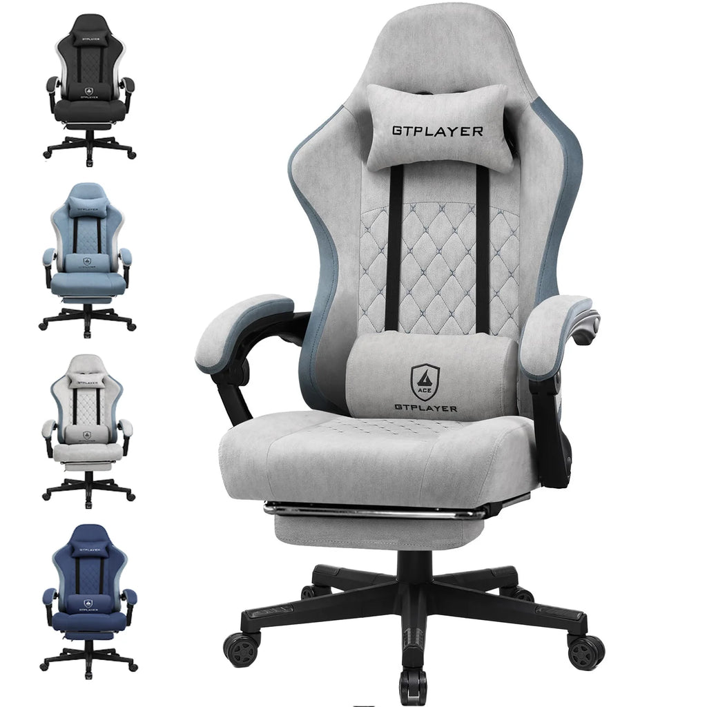 GTPLAYER Ergonomic Gaming Chair – Fabric Surface, Spring Seat Cushion & Linked Armrests, Desk Chair