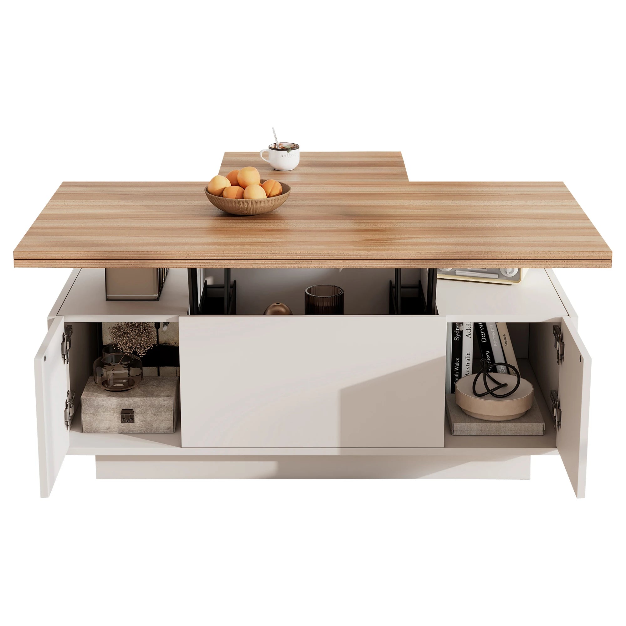 Modern coffee table with double lifting mechanism, hidden storage-load capacity up to 50 kg-residential furniture