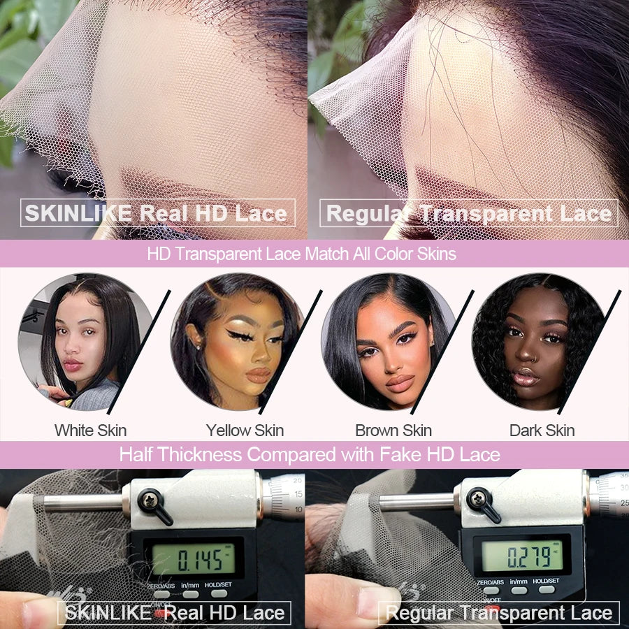 WOW ANGEL 250% Density Straight Lace Front Wig | 13x6 Invisible HD Lace Melt Skin Brazilian Human Hair