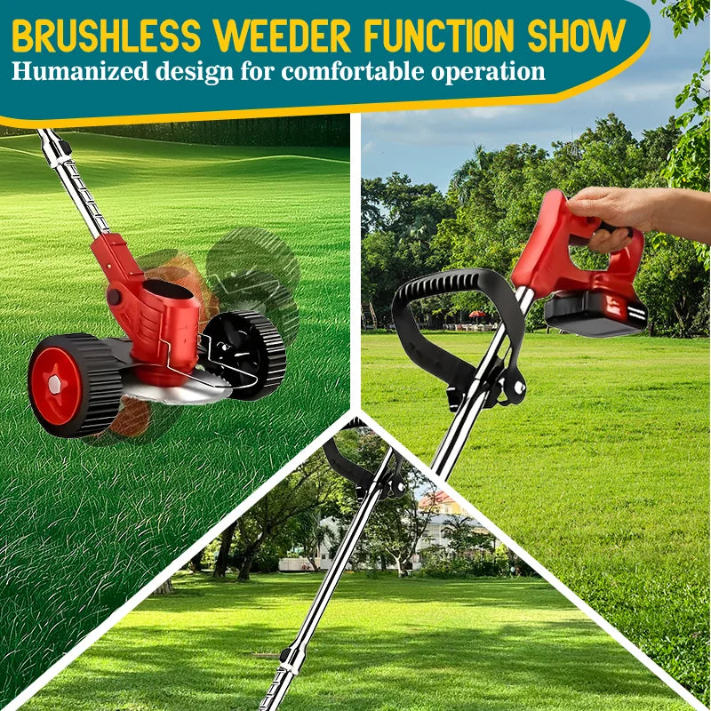 Cordless Weed Trimmer & Lawn Mower | Telescopic Handle, CE Certified, Ideal for Courtyards & Gardens