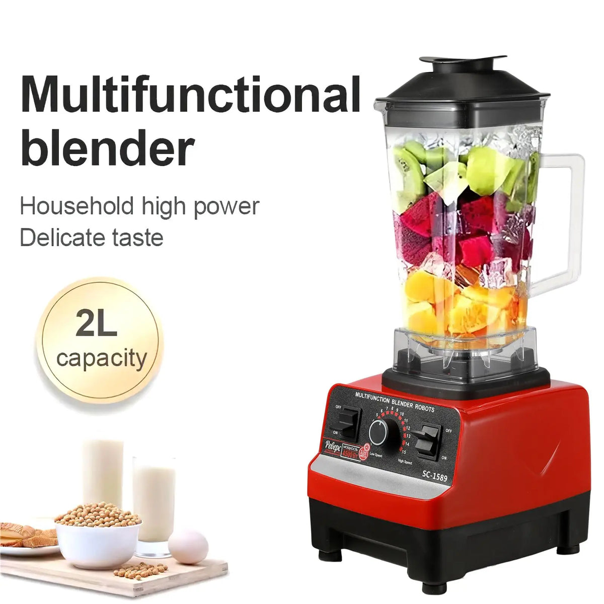 2000W Heavy Duty Commercial Blender – High-Power Ice & Smoothie Blender, BPA-Free, Food Processor