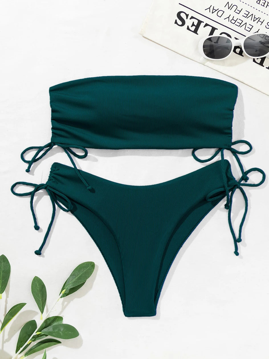 Bandeau High Waist Bikini Set — 2-Piece Women's Swimsuit