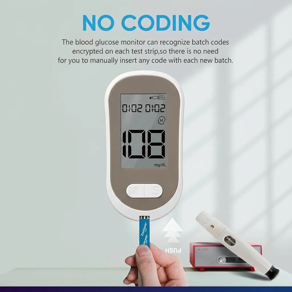 VivaGuard Blood Glucose Monitor Kit – No Coding Glucometer with Test Strips, Lancets & High-Precision 5-Second Results