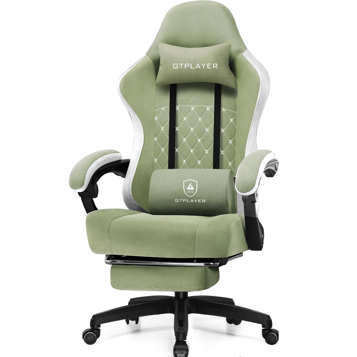 GTPLAYER Ergonomic Gaming Chair – Fabric Surface, Spring Seat Cushion & Linked Armrests, Desk Chair