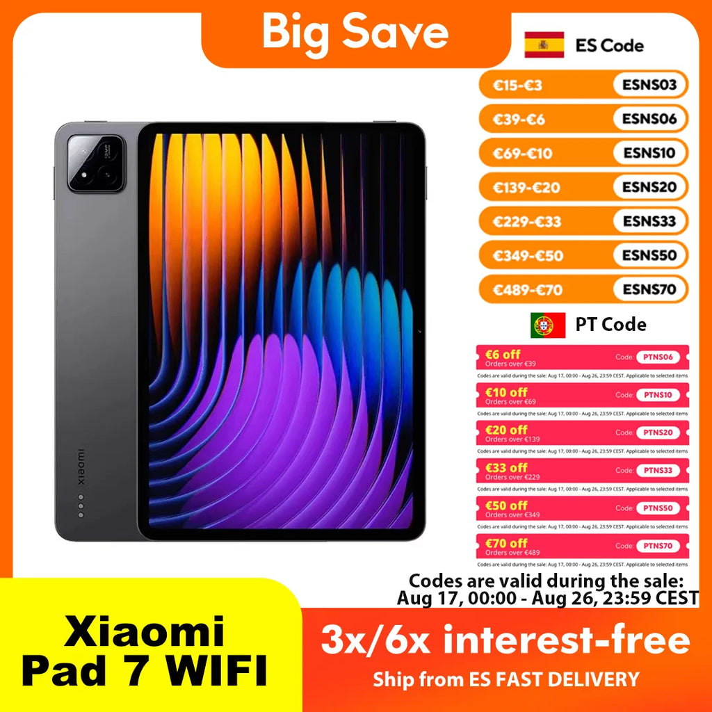 Xiaomi Pad 7 11.2" 3.2K 144Hz Tablet – Snapdragon 7+ Gen 3, 8850mAh, Wi-Fi 6E
