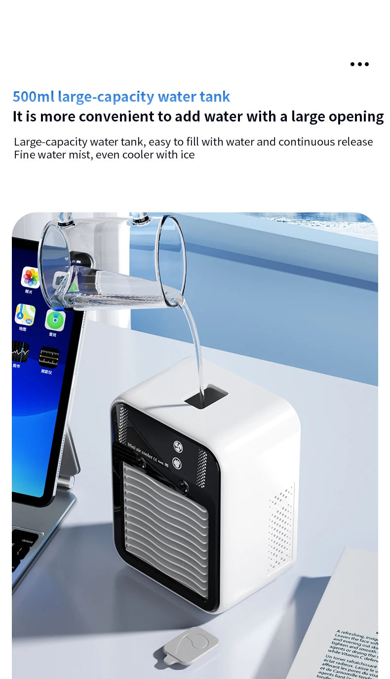 Portable Mini Air Conditioner – Fast Cooling Ultrasonic Nano Mist LCD Display Rechargeable Outdoor Cooler