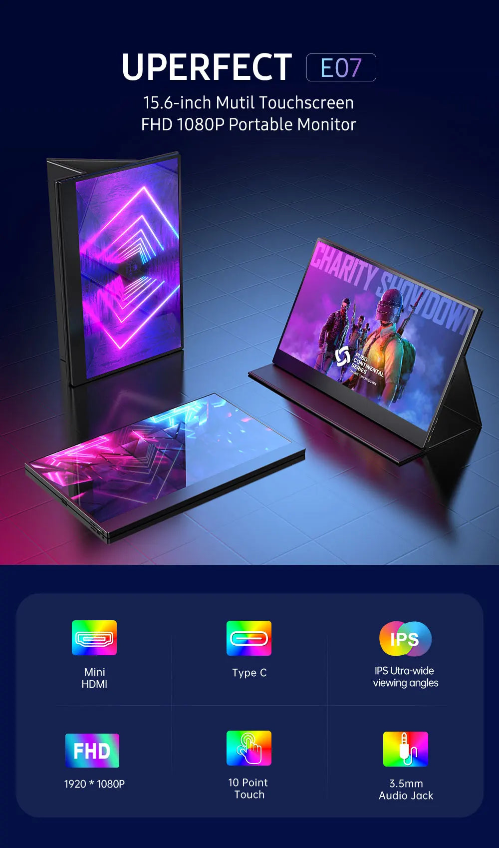 15.6-Inch Portable Touchscreen Monitor – Full HD & Smart Cover