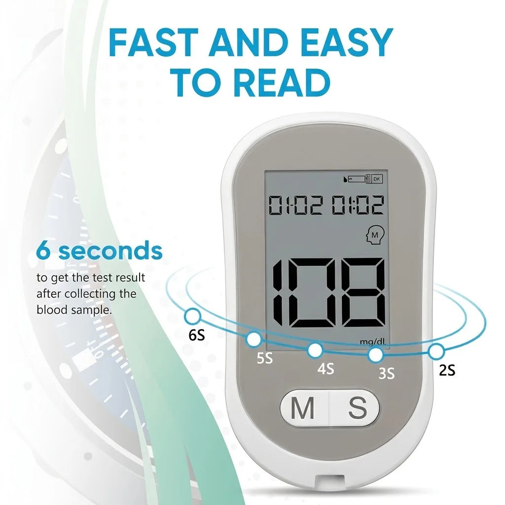 VivaGuard Blood Glucose Monitor Kit – No Coding Glucometer with Test Strips, Lancets & High-Precision 5-Second Results