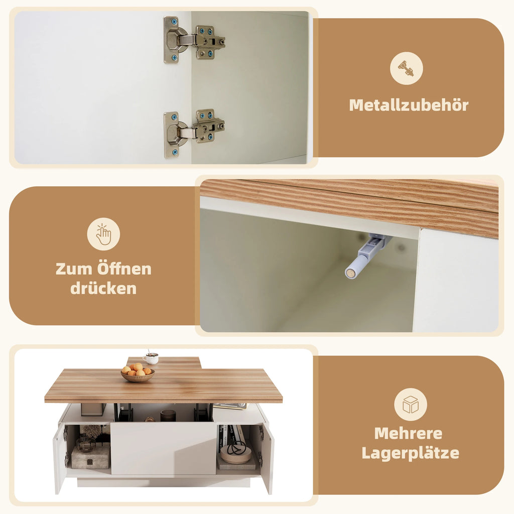 Modern coffee table with double lifting mechanism, hidden storage-load capacity up to 50 kg-residential furniture