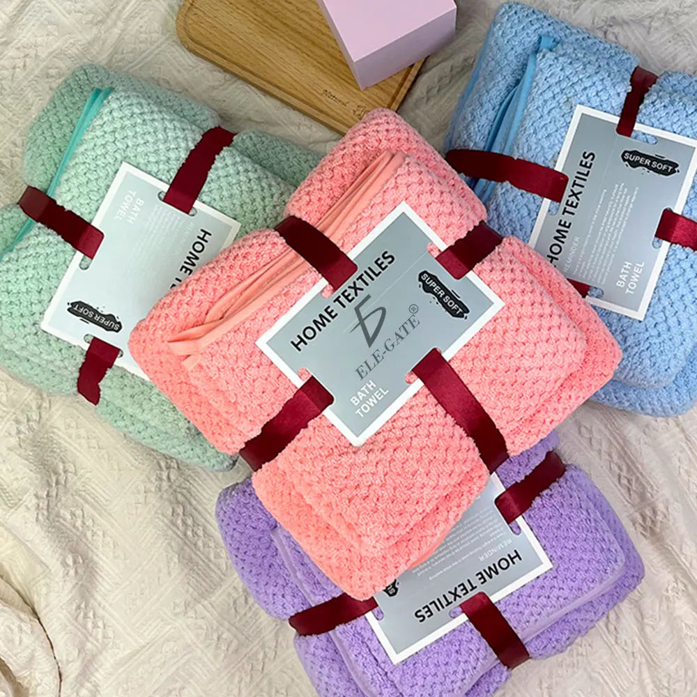 Set of 3 Striped Bath & Hand Towels — Premium Cotton Microfiber for Home, Hotel & Beach