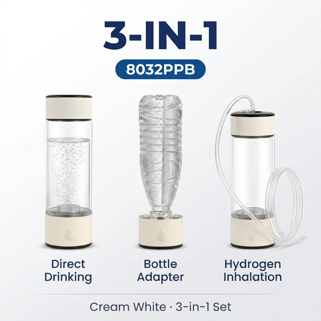Hydrogen Water Generator Bottle — 8032 PPB SPE PEM Ionizer, Portable & Rechargeable