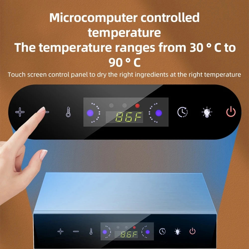 Food & Jerky Dehydrator – 12 Drying Racks, 800W, 24H Timer, 30-90°C, Fruit & Vegetable Dryer, EU Plug