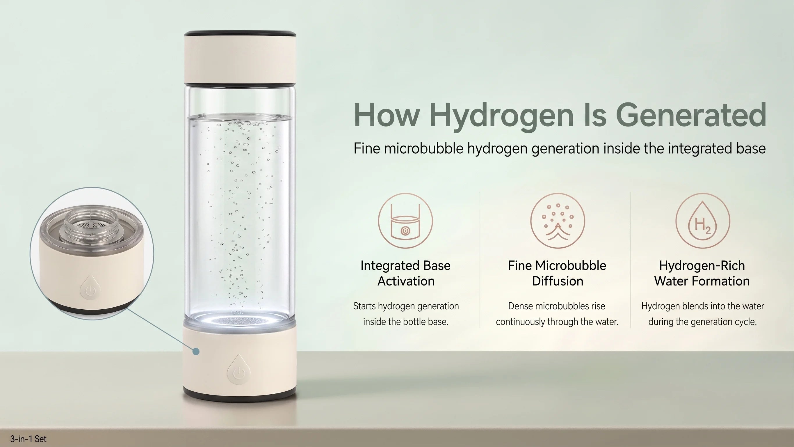 Hydrogen Water Generator Bottle — 8032 PPB SPE PEM Ionizer, Portable & Rechargeable