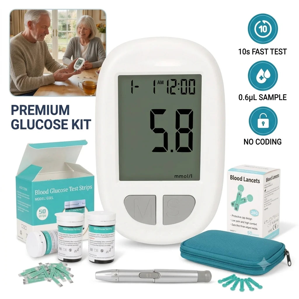 VivaGuard Blood Glucose Monitor Kit – Auto-Coding Glucometer with 50 Test Strips, 50 Lancets & Lancing Device for Elderly & Pregnant