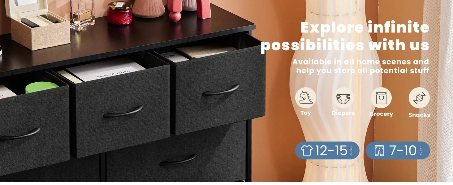 JHK 7-Drawer Dresser & Storage Chest – Fabric Drawers, Clothes Organizer for Bedroom & Living Room