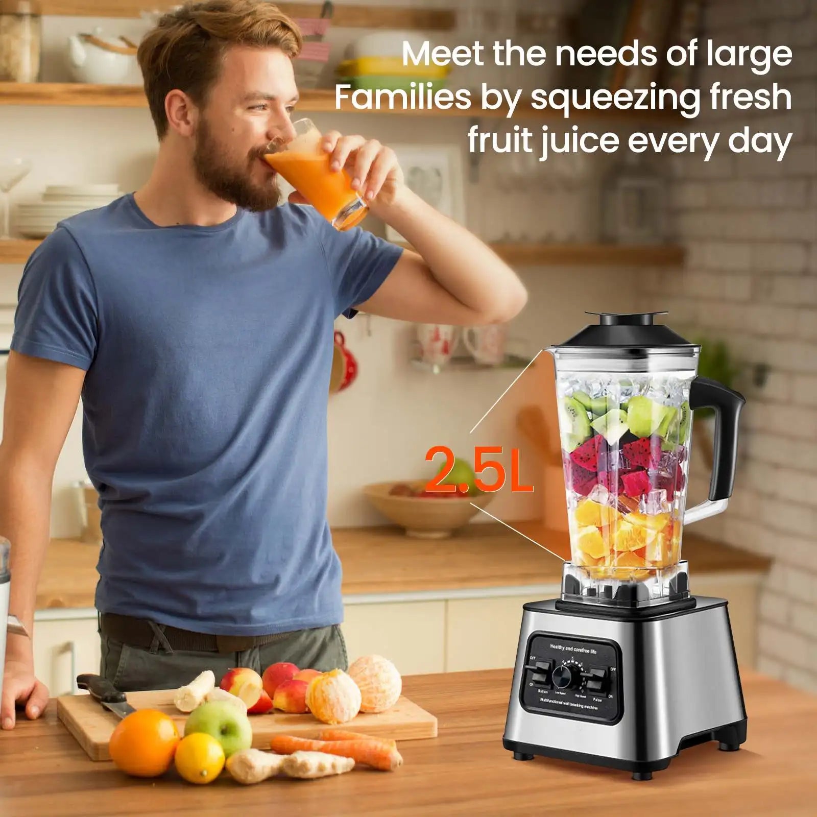 6000W Powerful Blender – 2.5L Container, Ice, Nut & Fruit Smoothie Maker, Food Processor