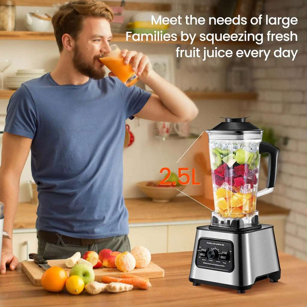 6000W Powerful Blender – 2.5L Container, Ice, Nut & Fruit Smoothie Maker, Food Processor