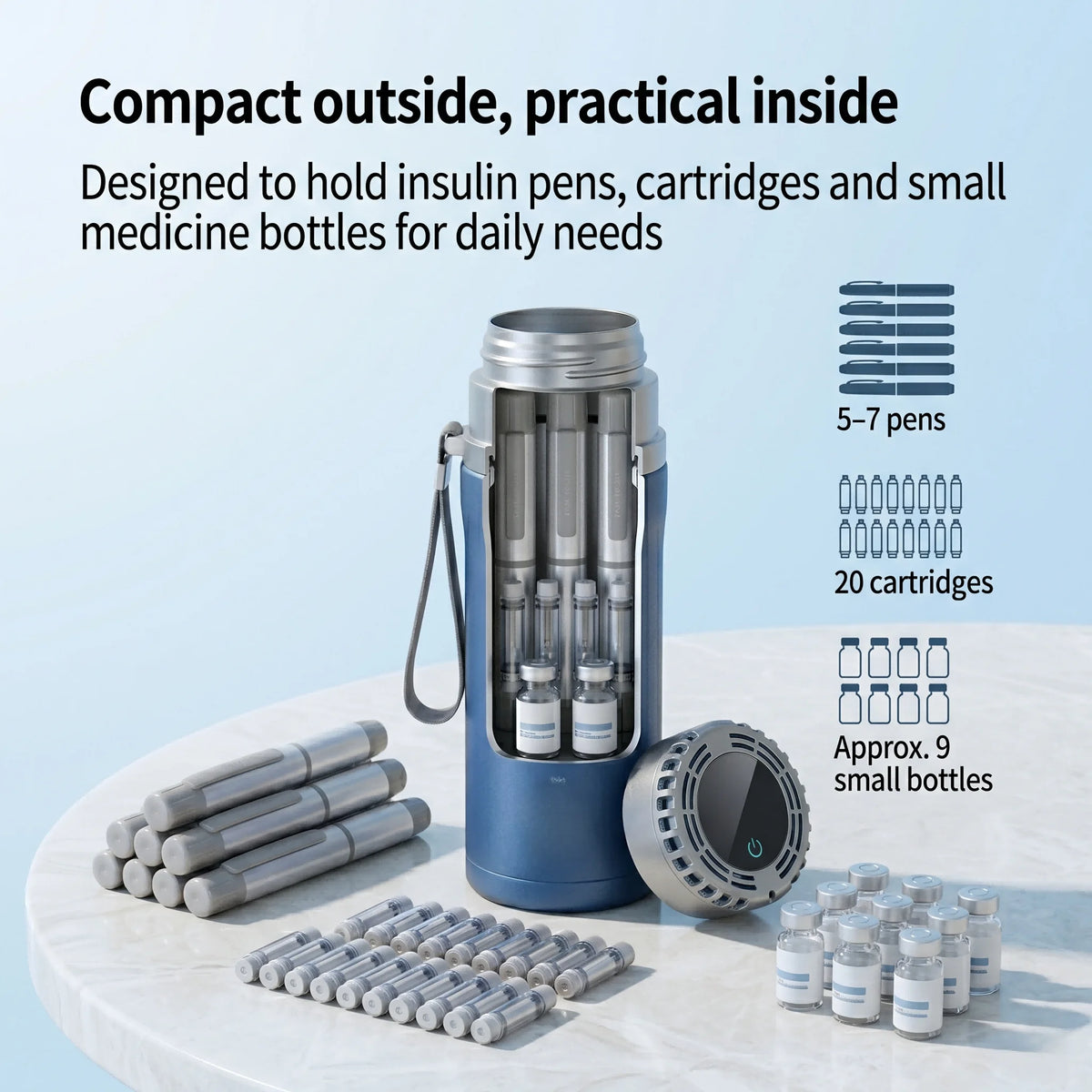 Smart Insulin Cooler Cup – Portable Medical Fridge with 0–20°C Digital Temperature Control for Diabetes & Insulin Pens