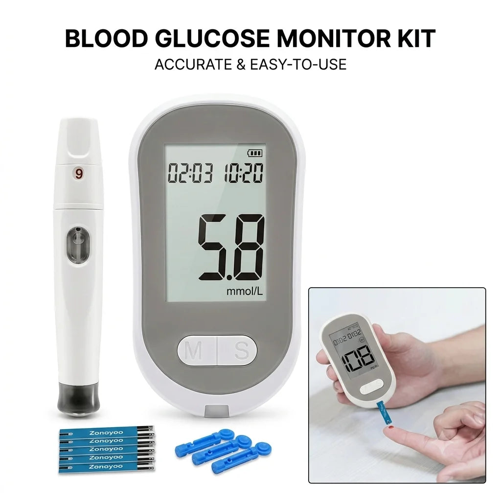 VivaGuard Blood Glucose Monitor Kit – No Coding Glucometer with Test Strips, Lancets & High-Precision 5-Second Results