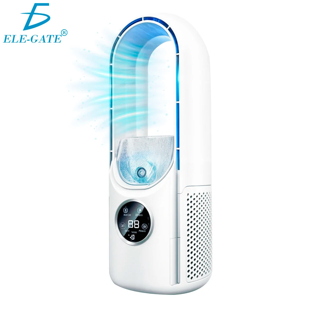 Bladeless Stand Fan Humidifier — 6-Speed Digital Display, Table or Floor Use for Home & RV