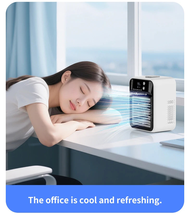 Portable Mini Air Conditioner – Fast Cooling Ultrasonic Nano Mist LCD Display Rechargeable Outdoor Cooler