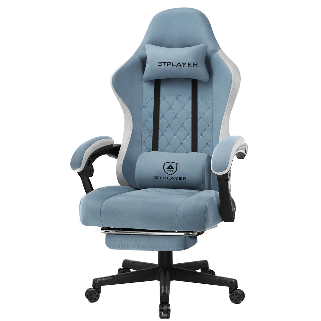 GTPLAYER Ergonomic Gaming Chair – Fabric Surface, Spring Seat Cushion & Linked Armrests, Desk Chair