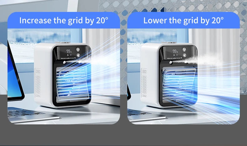 Portable Mini Air Conditioner – Fast Cooling Ultrasonic Nano Mist LCD Display Rechargeable Outdoor Cooler