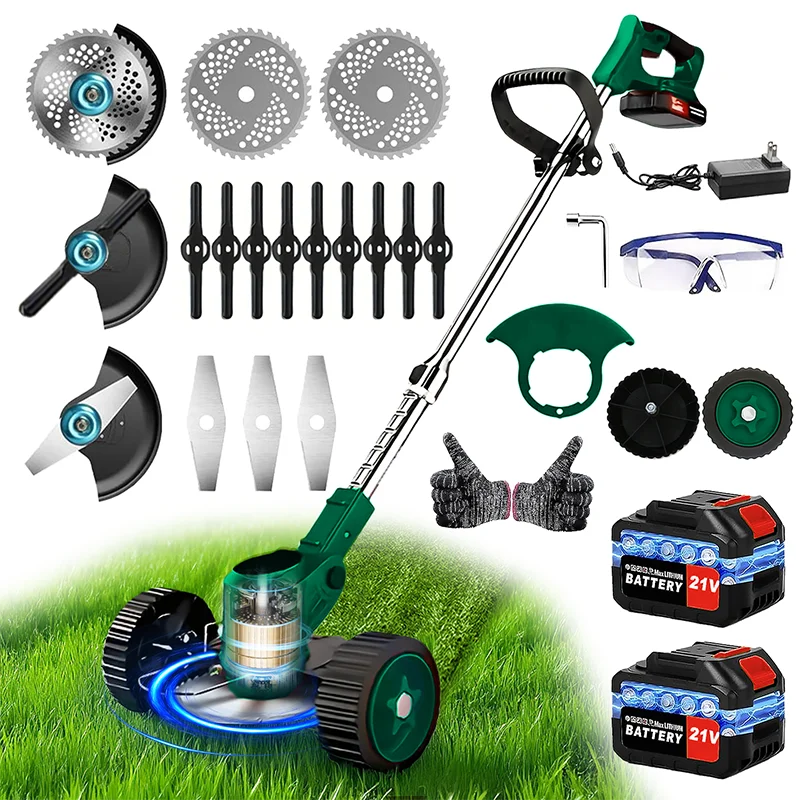 Cordless Weed Trimmer & Lawn Mower | Telescopic Handle, CE Certified, Ideal for Courtyards & Gardens