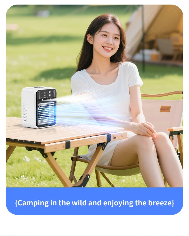 Portable Mini Air Conditioner – Fast Cooling Ultrasonic Nano Mist LCD Display Rechargeable Outdoor Cooler