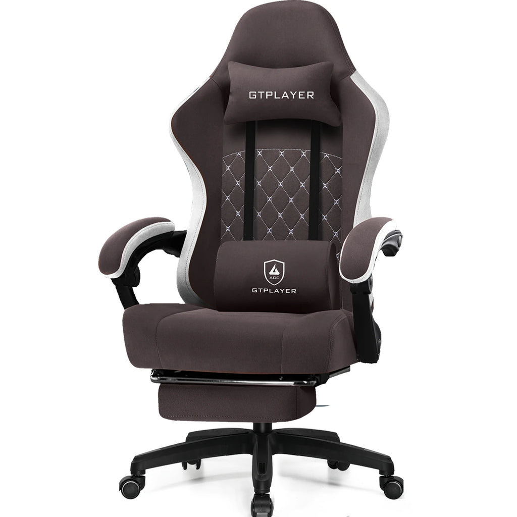 GTPLAYER Ergonomic Gaming Chair – Fabric Surface, Spring Seat Cushion & Linked Armrests, Desk Chair