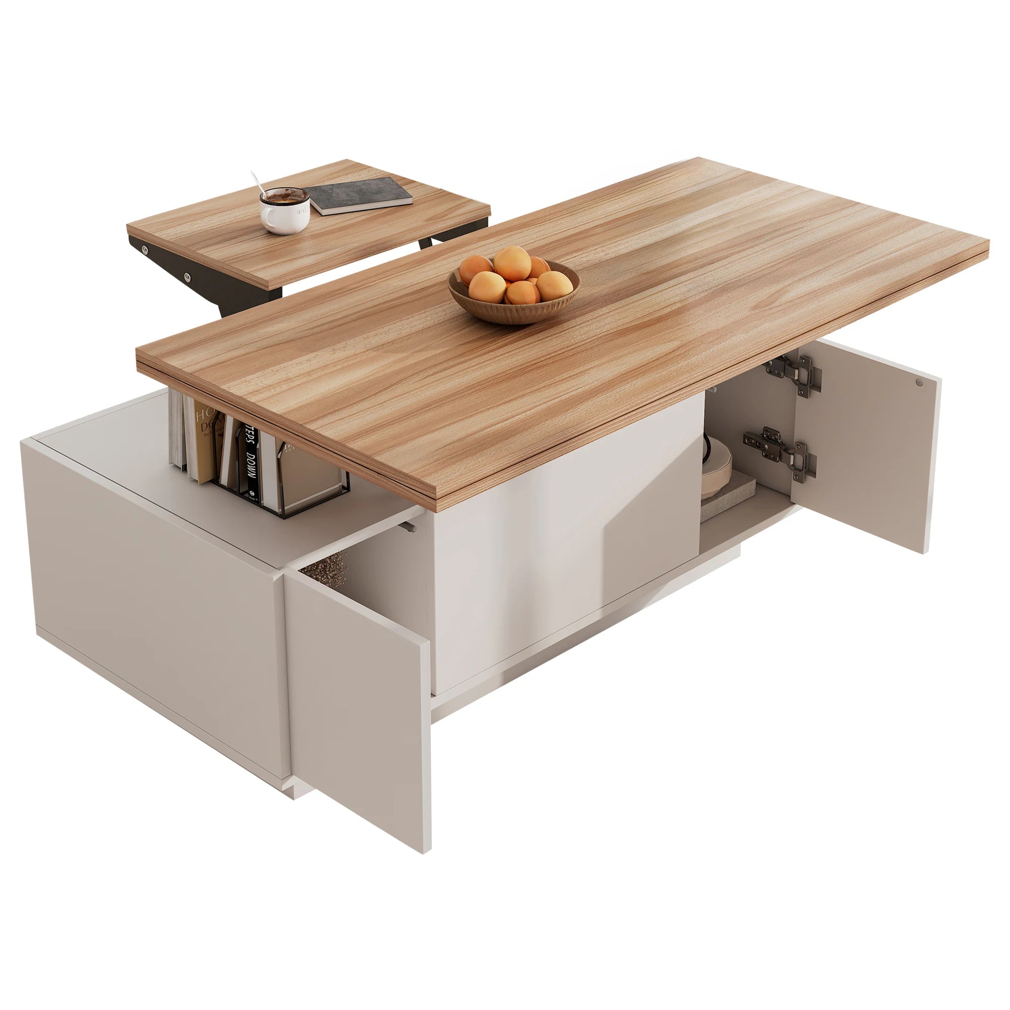 Modern coffee table with double lifting mechanism, hidden storage-load capacity up to 50 kg-residential furniture
