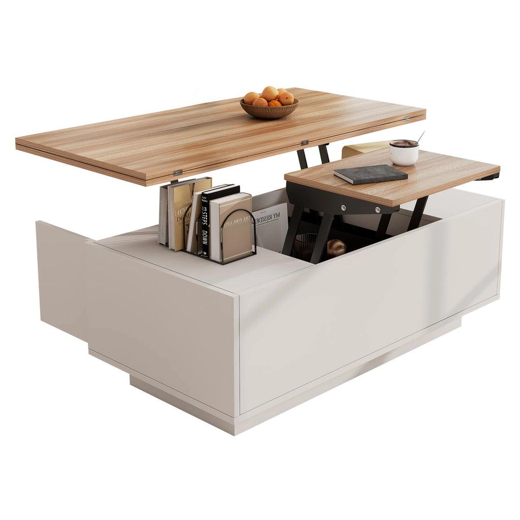 Modern coffee table with double lifting mechanism, hidden storage-load capacity up to 50 kg-residential furniture