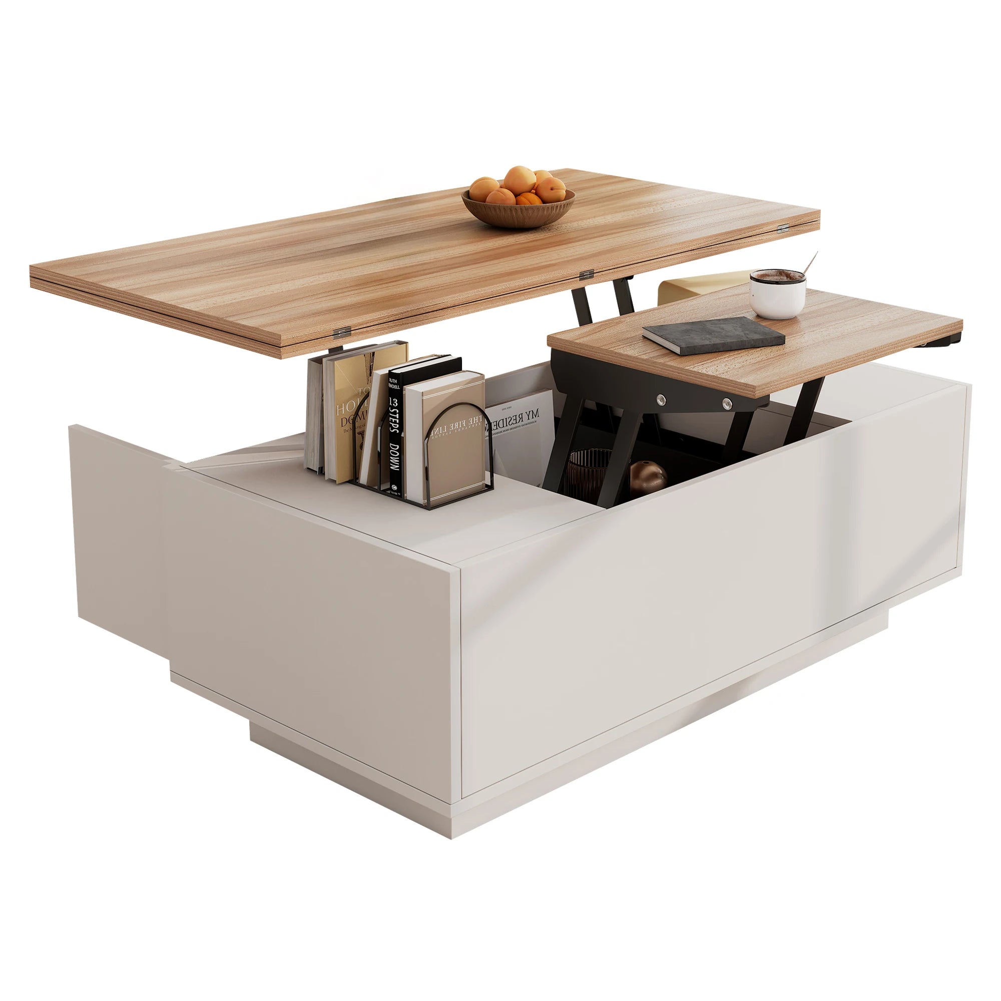 Modern coffee table with double lifting mechanism, hidden storage-load capacity up to 50 kg-residential furniture
