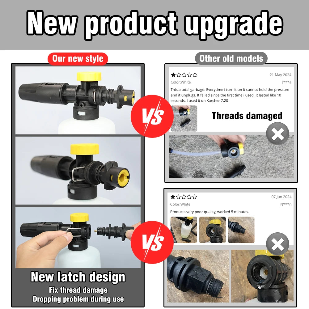 Snow Foam Cannon for Karcher K2–K7 – 750ml Adjustable Foam Lance Kit, Pressure Washer Car Wash Gun