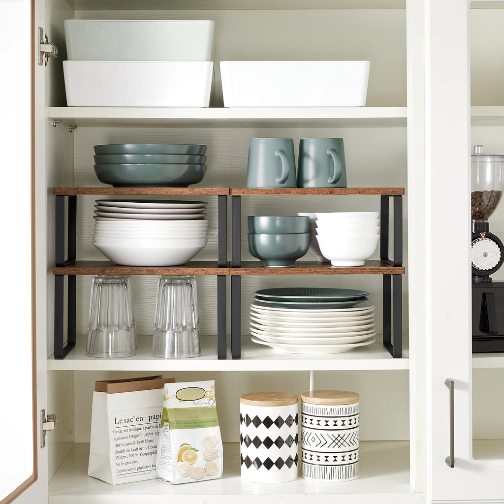 SONGMICS Stackable Kitchen Counter Storage Shelves — Set of 4
