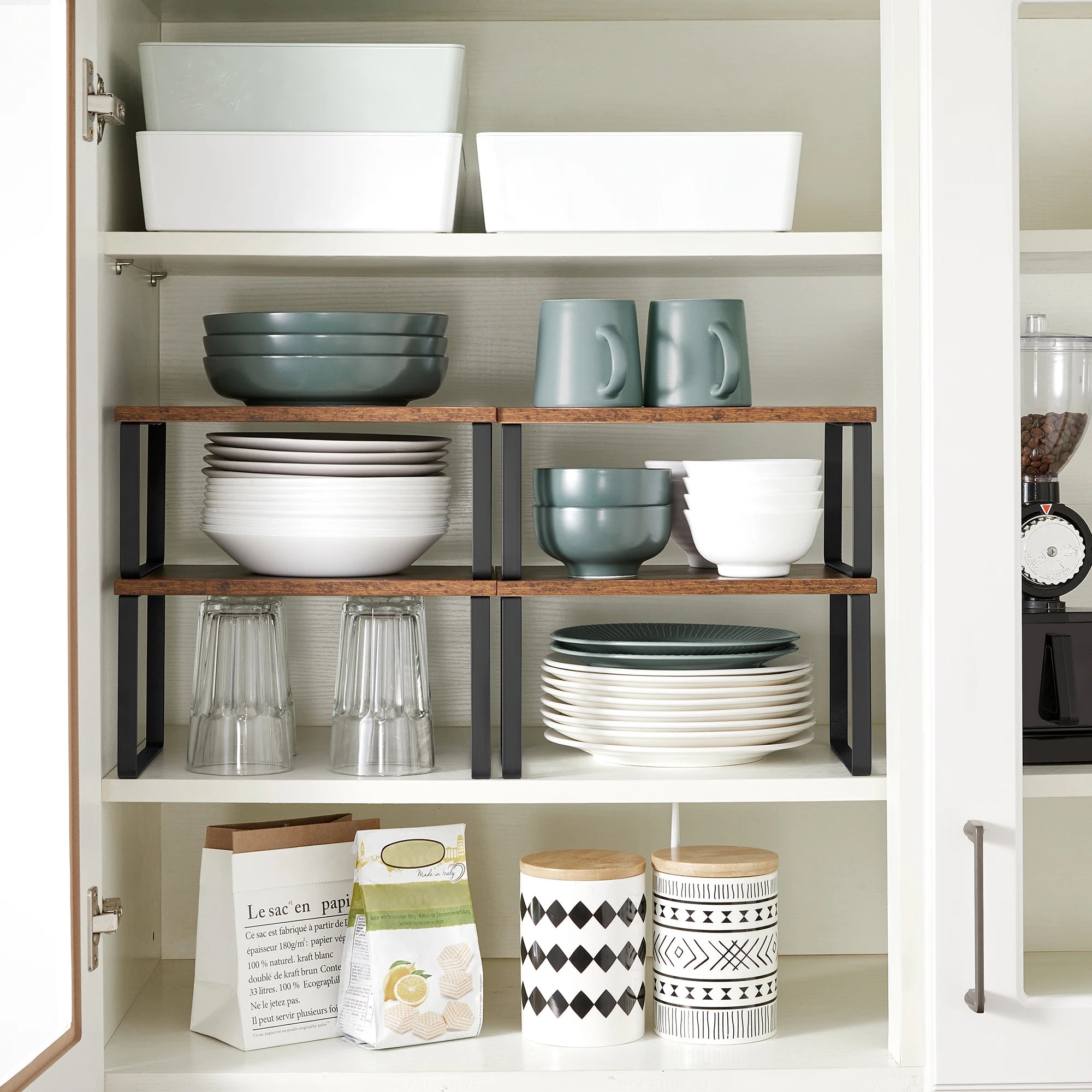 SONGMICS Stackable Kitchen Counter Storage Shelves — Set of 4