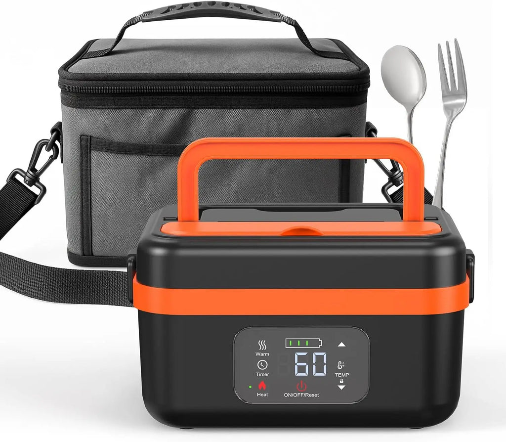 Portable Electric Lunch Box – 1L Self-Heating with 16000mAh Power Bank, Wireless, for Work, Travel & Car