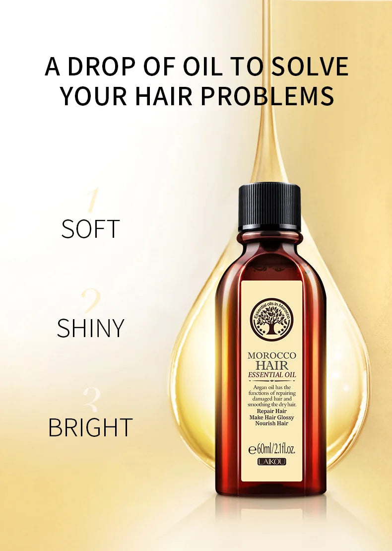 Moroccan Pure Argan Oil Hair Treatment — Leave-In Frizz & Dryness Repair Oil