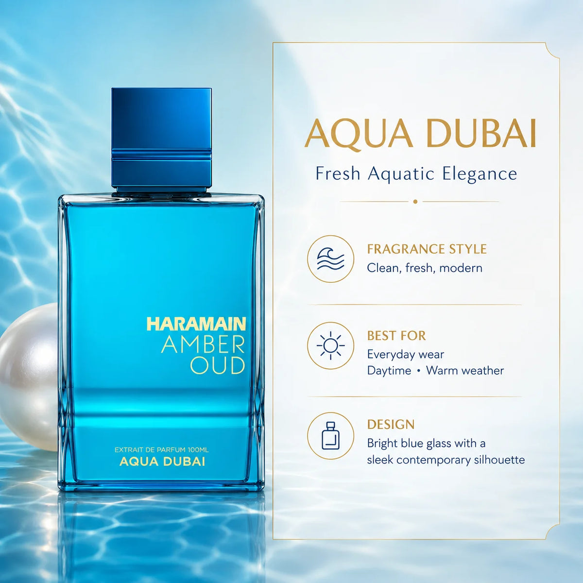 Al Haramain Amber Oud Aqua Dubai Extrait de Parfum – Aquatic Citrus Amber Woody