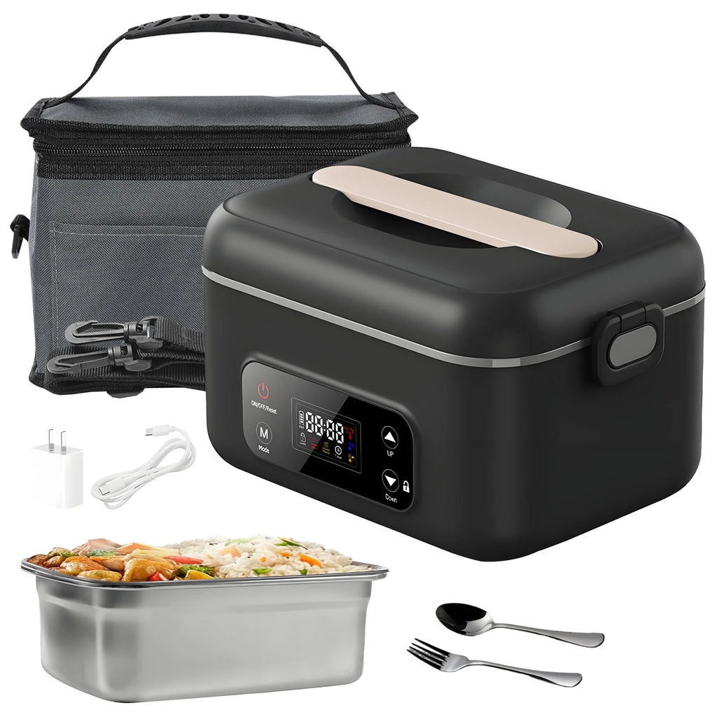 Portable Electric Lunch Box – 1L Self-Heating with 16000mAh Power Bank, Wireless, for Work, Travel & Car