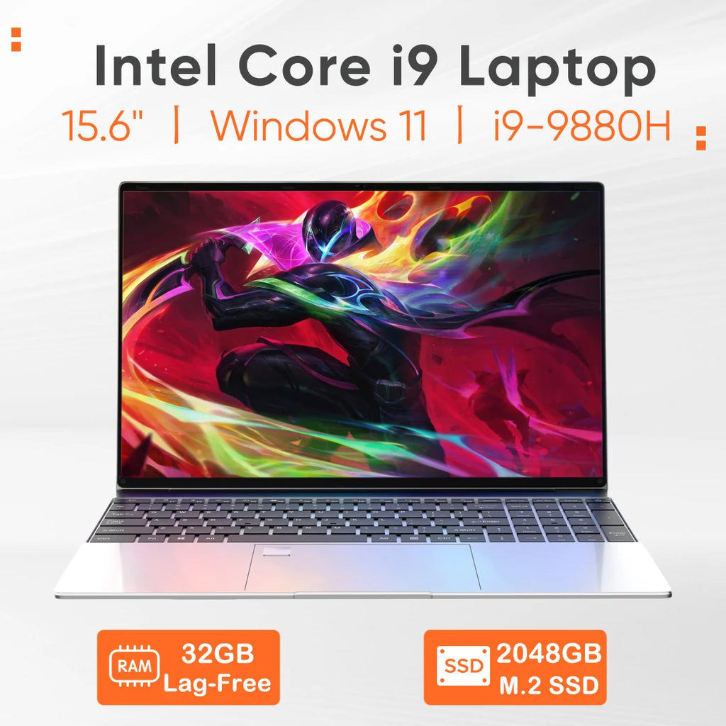 17" Intel Core i9-9880H Gaming Laptop – Up to 32GB DDR3, 2TB SSD, Fingerprint, Windows 11 Pro