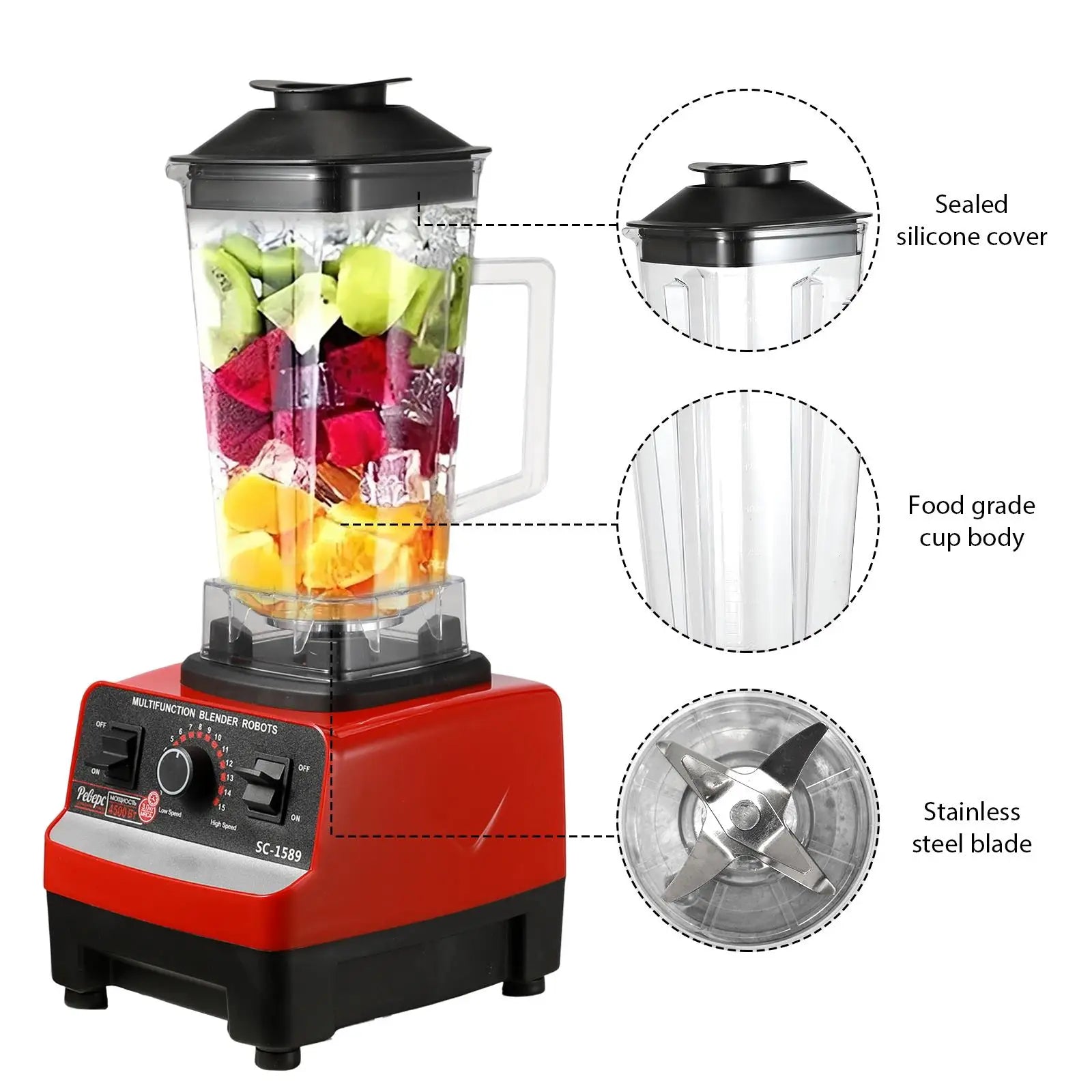 2000W Heavy Duty Commercial Blender – High-Power Ice & Smoothie Blender, BPA-Free, Food Processor
