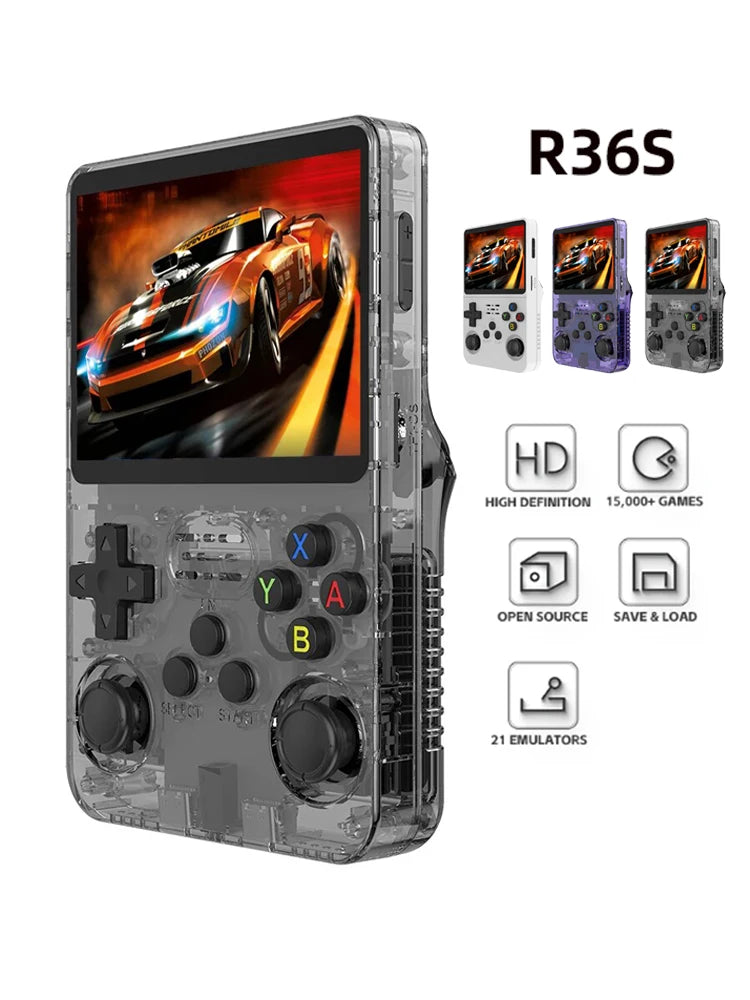 R36S Retro Handheld Game Console — 128GB, 3.5" IPS Screen, Linux, 64GB Games