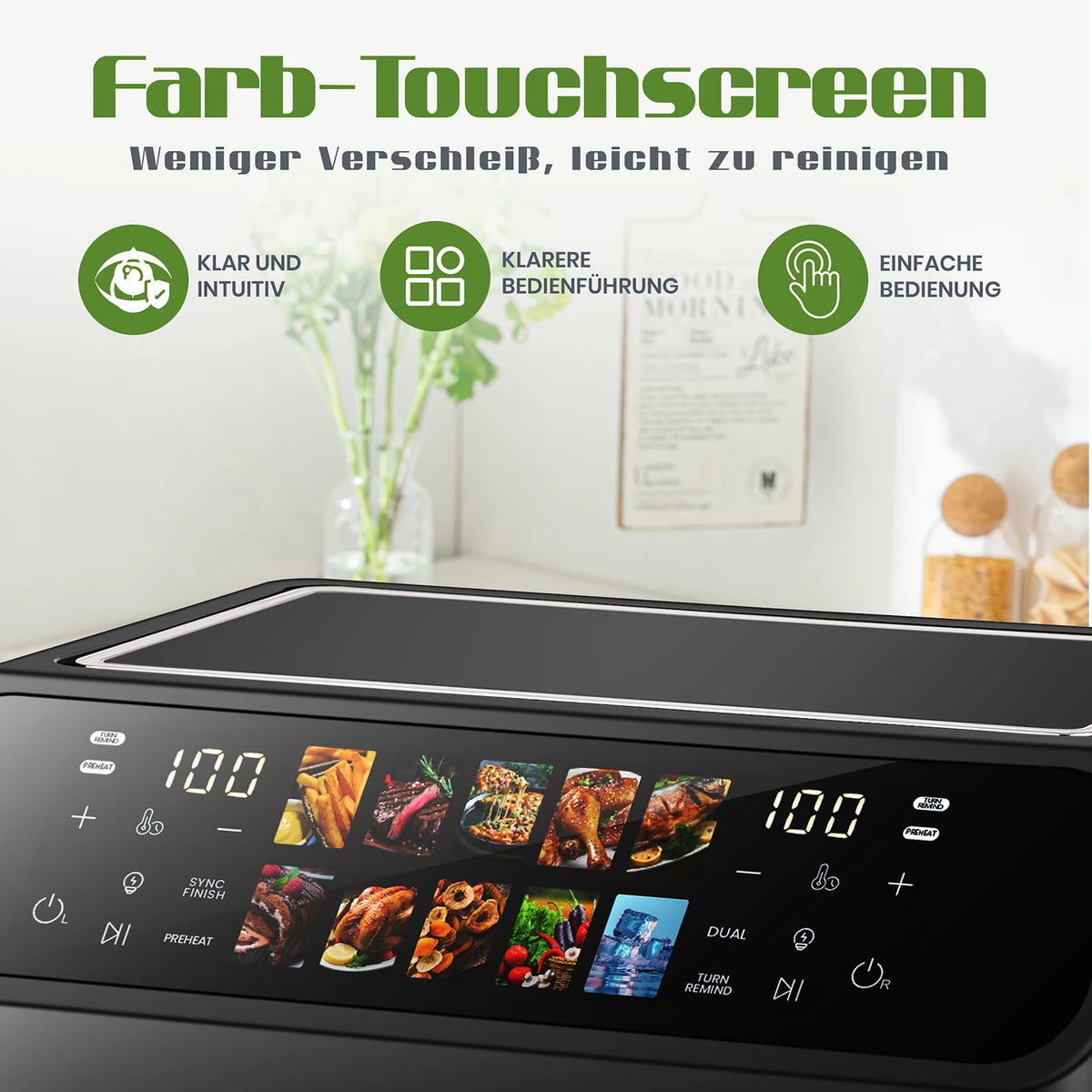 Sinaopus 9L Dual Basket Air Fryer – LED Touch Control, Visible Window, Oilless Cooker for Large Family Meals