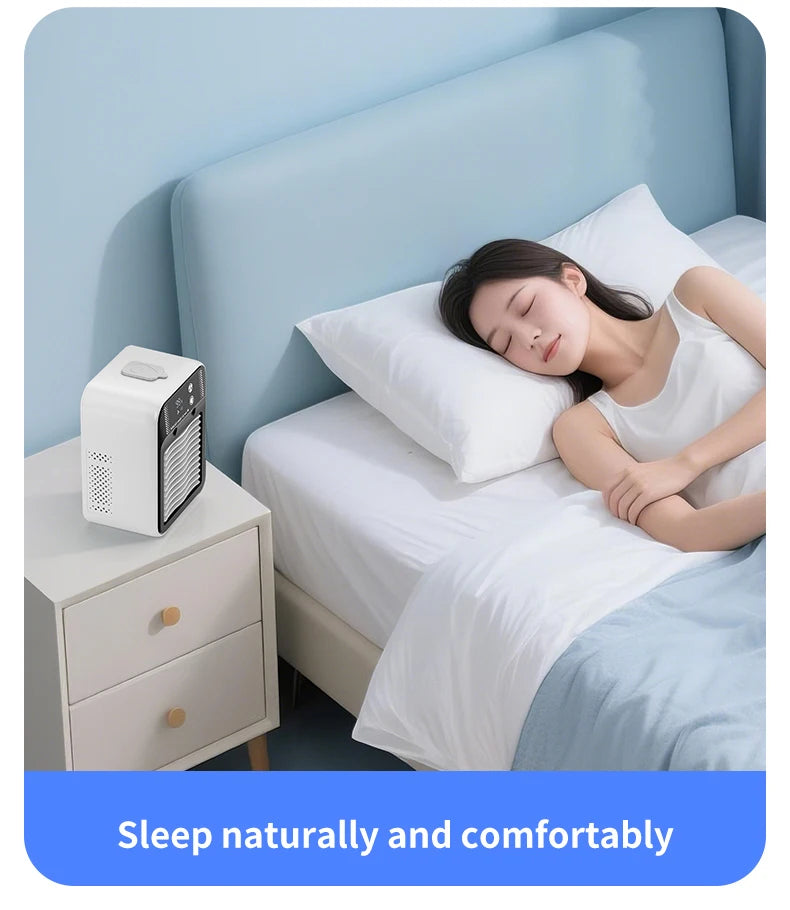 Portable Mini Air Conditioner – Fast Cooling Ultrasonic Nano Mist LCD Display Rechargeable Outdoor Cooler
