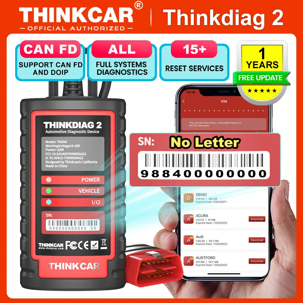 THINKCAR Thinkdiag 2 OBD2 Scanner — Full System Diagnostic