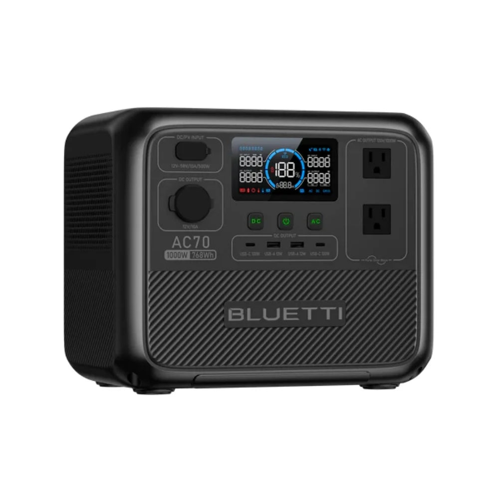 BLUETTI AC70 Portable Power Station — 1000W 768Wh Solar Generator for Road Trips, Off-Grid & Power Outages